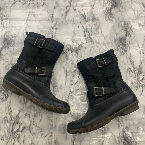 Sperry Shoes - Sperry Saltwater Acadia Duck Boots Black side Buckles size 7 rain boots
